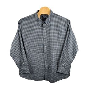 St. John’s Bay Men’s Long Sleeve Button Down Shirt Gray Blue Micro  Plaid Sz 4XL